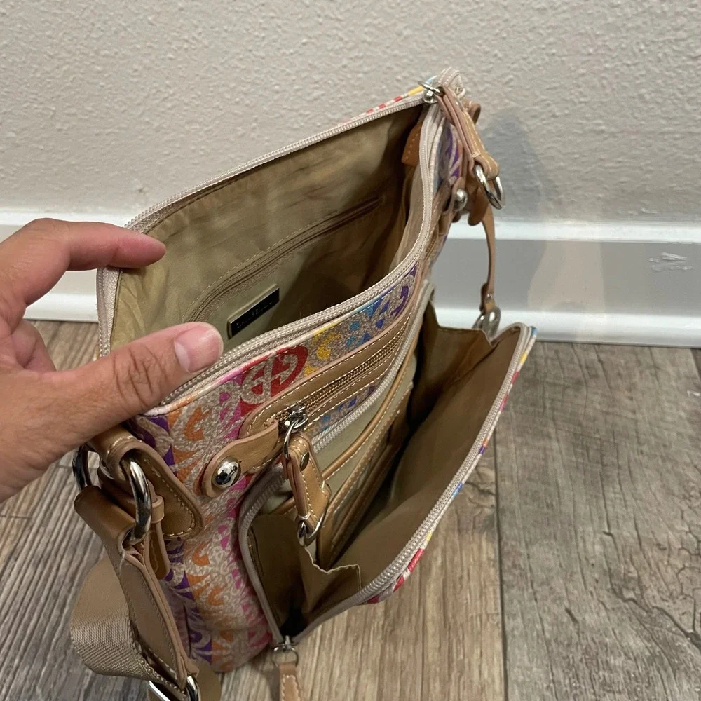 Giani Bernini Rainbow Monogram Crossbody Bag‎ Multi Color Logo Organizer Purse